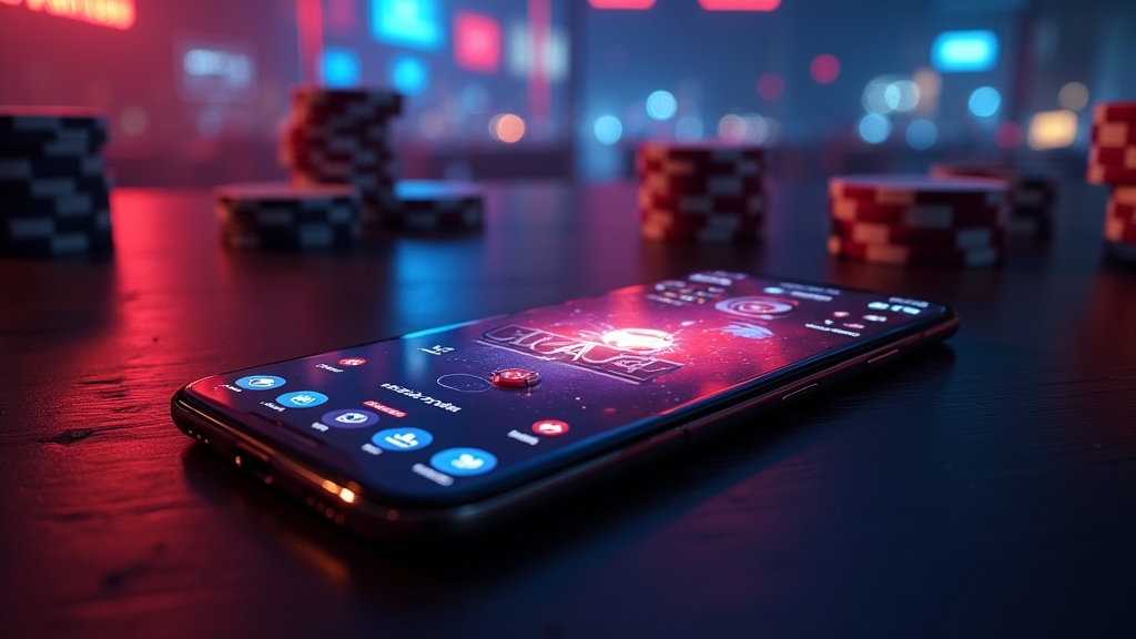 Celular Android exibindo a tela de download do app Blaze Crash em ambiente de cassino